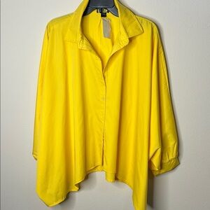 Yellow Draped Button-Front Women's Top
